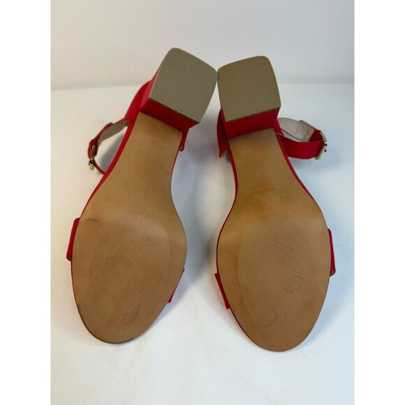 Torrid Two Strap Womens Size 10.5W Red Suede Open Toe Heeled Sandals Shoes - Picture 10 of 16